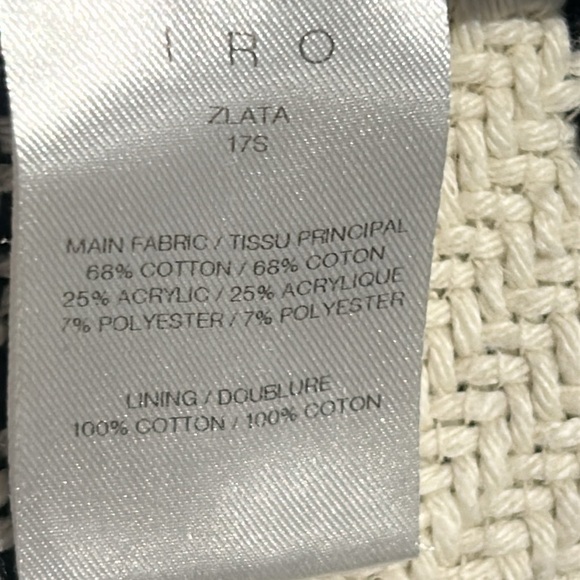 IRO Zlata Tweed Jacket Open Front Frayed Black Cream Stripes  EU 40 US 8 - Picture 14 of 17